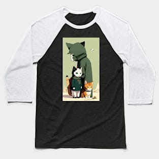 Feline Elegance: Cats in Human Garb Baseball T-Shirt